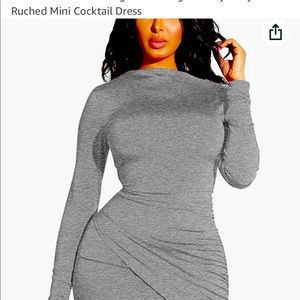 GOBLES Mini cocktail dress Gray Long sleeve  NWT Invisible zipper NWT Small